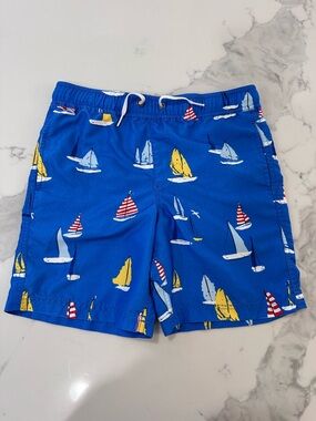 Hanna Andersson Boys Sailboat Print Swim Shorts